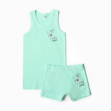 Kit for a girl (T -shirt, panties), menthol color, height 140 cm