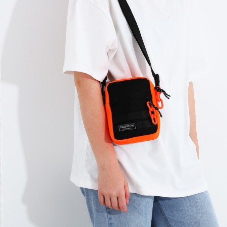 Youth bag with lightning, 1 outer pocket, black/orange color-2
