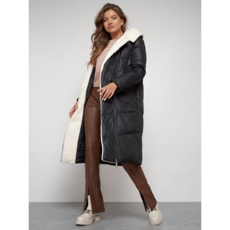 Coat insulated winter female, size 48, black color-15