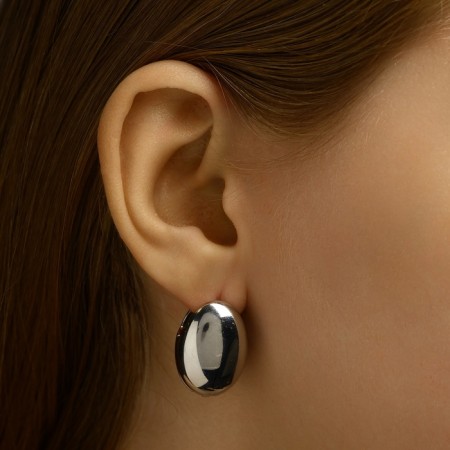 Earrings Metal "Chord" dragee, color silver-4