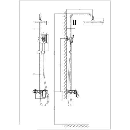 The shower system D&K Venice Baciano DA10337014, tropical shower, hand watering can, chrome-1