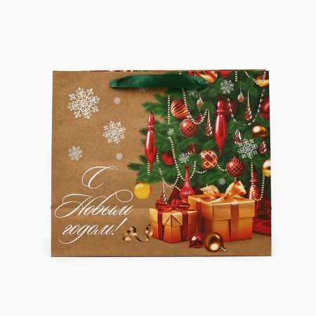 Craft vertical package “Happy New Year”, spruce, ml 23 x 27 x 11.5 cm, new year-3