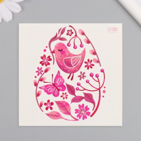 Tattoo on the body color "Egg with pink patterns" 10x10 cm-3