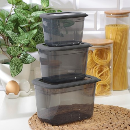 A set of containers for bulk products "Respect", 3 pcs, 0.8 l, 1.3 l, 2.3 l, graphite color-2