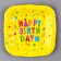 Disposable plate square paper "Happy Birthday", yellow, 16.5x16.5 cm