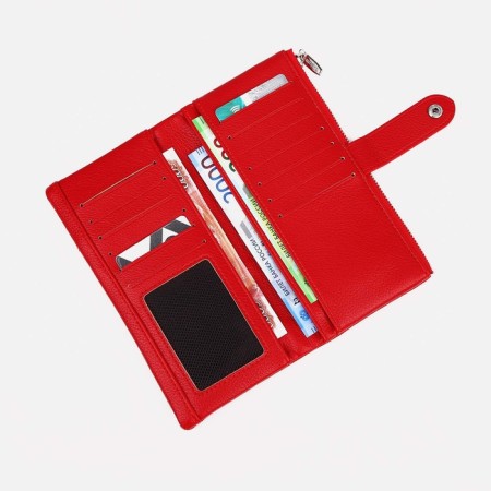 Women's wallet on the button, red color-4