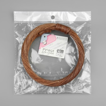 Handles for the bag are wooden, wicker, d = 10.2 / 12.5 cm, 2 pcs, brown color-5