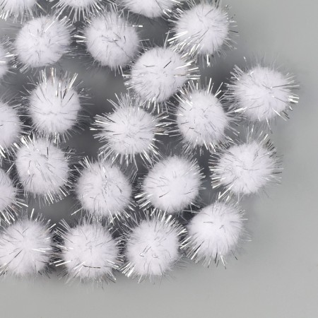 A set of textile details for the decor "bombs" 25 pcs. set, size 1 pc. 2 cm, color silver-1