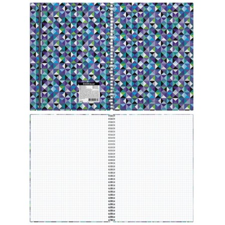 A4 notebook, 80 sheets in a cage on a spiral Erichkrause "Cubes", with a plastic cover, offset paper, whiteness 100%-1