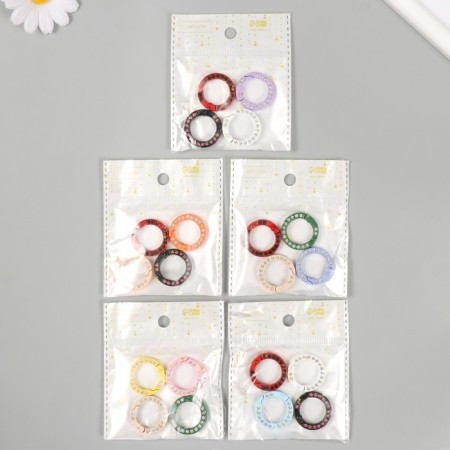 Carabine metal, plastic "Ring with rhinestones" MIX 2.5x2.5 cm-5