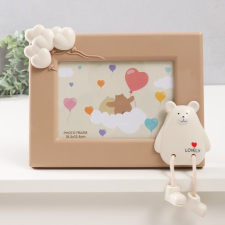 Photo frame plastic 12x17 cm "Bear with hearts" beige 24x19.5 cm-4