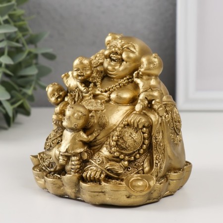 NECKE Polystone for bronze "Hothee with children" 10.8x10x9.5 cm-3
