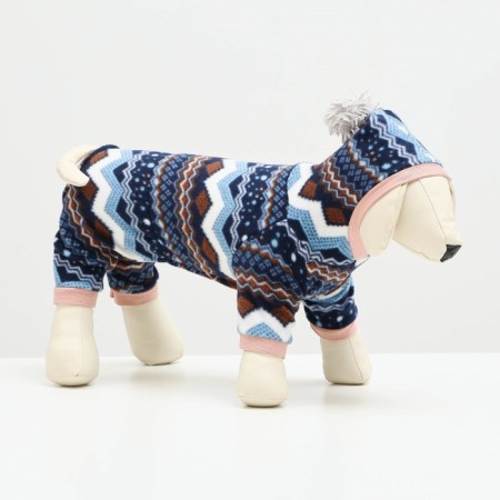 Zimovye jumpsuit for animals "Scandinavia", S (DS 20-22, OG 32-34, Osh 26 cm), mix-1