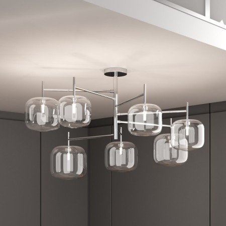 Ceiling chandelier with glass ceiling jar, 3W, G4, 76x76x50 cm-1