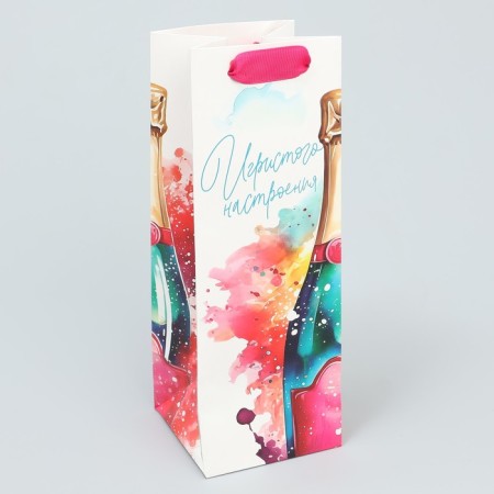 Gift package for a bottle, packaging, "sparkling mood", 9 x 25 x 8.9 cm-1