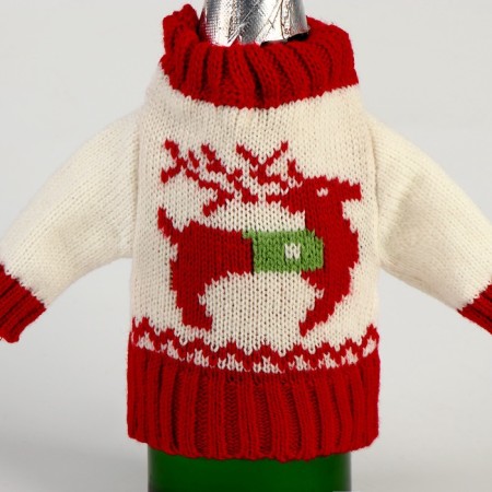 New Year! Clothing for a bottle "Sweater with a deer"-4