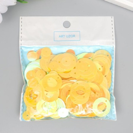 Sequins "circle in the ring" yellow set 30 g d = 2 cm-3