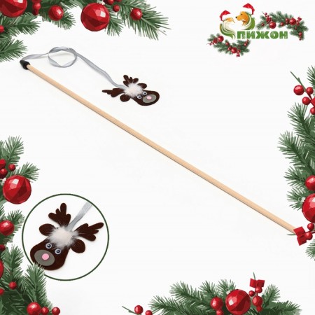 Domestica-a-piece “Deer” on a wooden stick for cats, brown, 9935976
