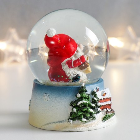 Souvenir Polystone Water Ball "Santa Claus - Harmonist" 7x6.7x8.8 cm-2