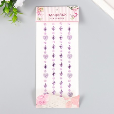 Stick plastic rhinestones "Rain of hearts" mix 19x8 cm-5