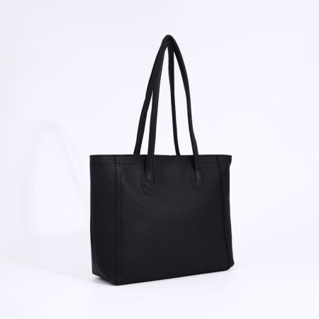 Soper bag with zipper, black color-2