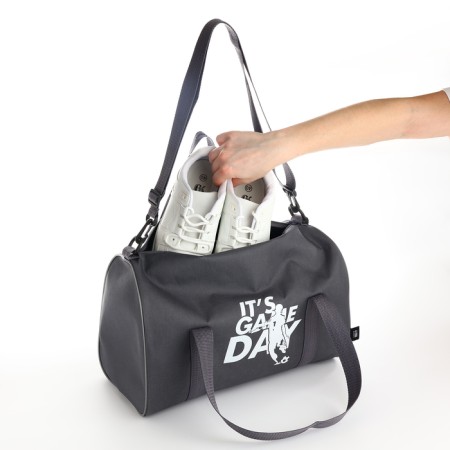 Sports bag with lightning, long belt, gray color-3