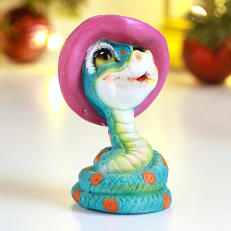 New Year. Symbol 2025. Figure "Snake in the hat" 4x6x6cm, color