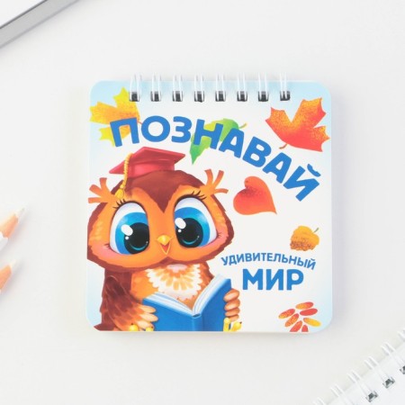 Chancellery set of a notebook 48 sheets + pen “Know the Amazing World”, 13.5 cm x 15 cm.-4
