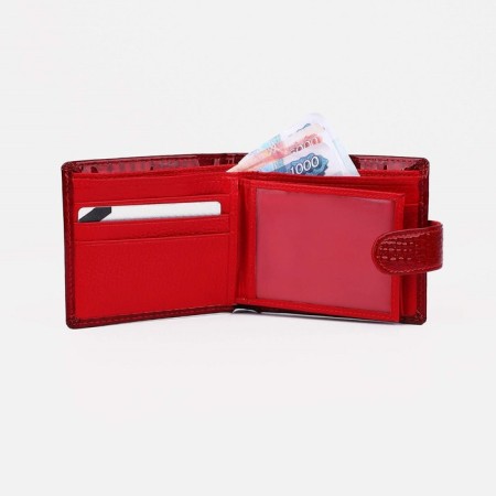 Women's wallet on the button, red color-3