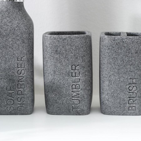 A set of accessories for the Granit bathroom, 4 items (350 ml dispenser, soap dish, 2 glasses), Gray color-1