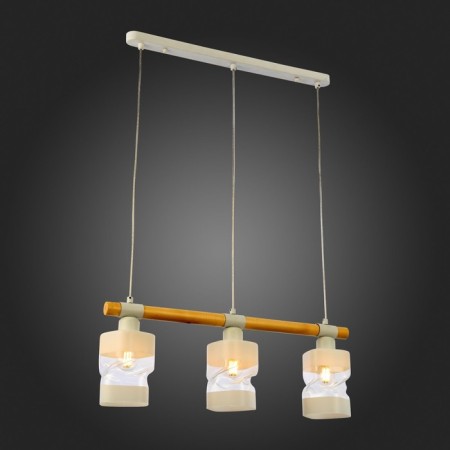 Suspended EVOLUCE lamp. Sle114503-03. Abiritto. 3x60 watts, E27, 60x10x20.5 cm, white color, light wood-1