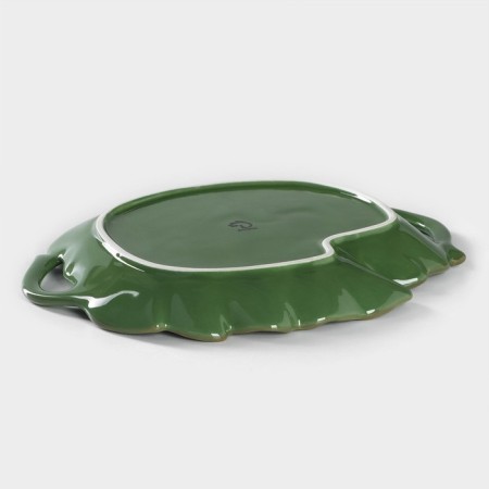 Serving dish with handles of the share "leaf", 29 × 3.3 cm, green color-2