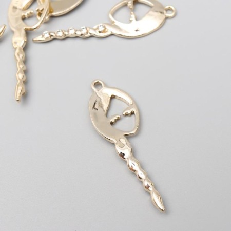 Decor for creativity Metal "Beauty with oblique" gold, rhinestones 3.5x1.2 cm-1