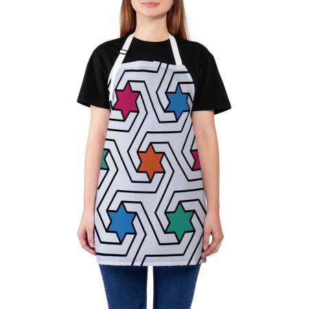 Apron kitchen with a photo print "Patterns with stars", adjustable, size OS
