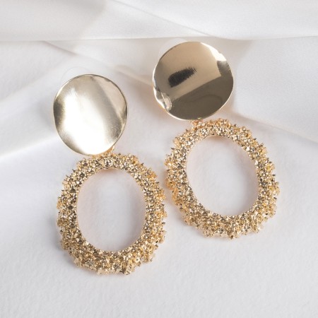 Earrings Metal "Eureka" oval, color gold-1