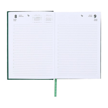 Dated diary 2024, A5, 176 sheets, Attomex.orion, Bumvinyl cover, Lasse, Blok 70 g/m2, Green-11