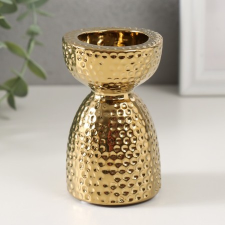 Ceramics candlestick per 1 candle "Illusion" d = 4 cm gold 6.5x6.5x10 cm-1