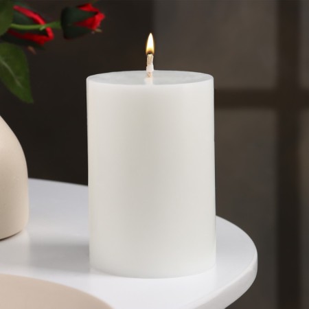 Candle-cylinder smooth, 7x10.5 cm, white, 18 hours