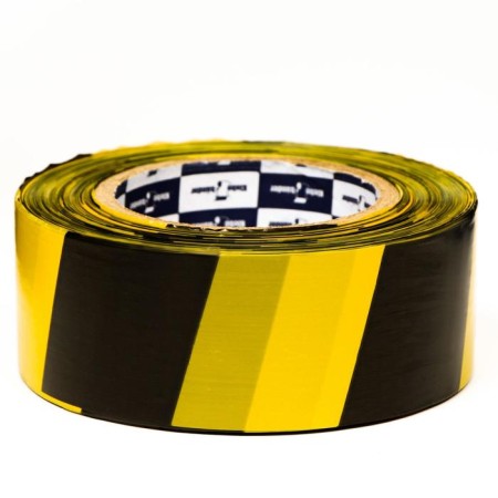 KlebeBander fencing tape, 50mm*200m, black-yellow, non-nuclear