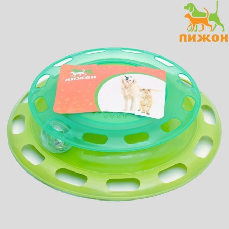 Game complex for cats "Piggon" with compartments for goodies/cat mint and ball, green