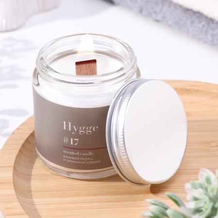 Aromatic candle "Hygge" #17 Pink pepper and lemon tree, soy wax, in a jar, 90 g-7