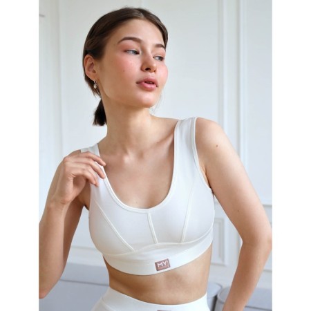TOP female supporting on the wide straps of Mirey, size 52, milk color-4