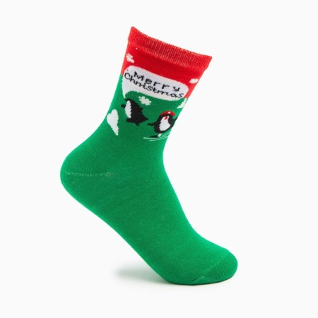 Women's socks "Penguin", green color, size 23-26