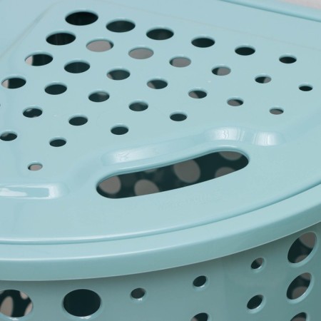 A corner underwear basket with a lid "Moletta", 45 l, 40 × 51 × 53 cm, turquoise color-3