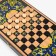 Flying backgamers, wooden board 50 x 50 cm, with a field for playing checkers