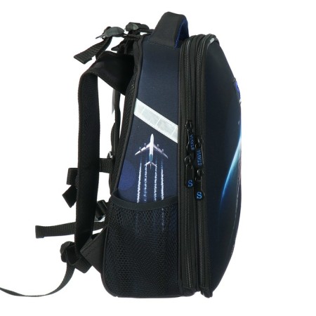 School backpack 38 x 30 x 16 cm, ergonomic back, Stavia "Space", black/blue-3