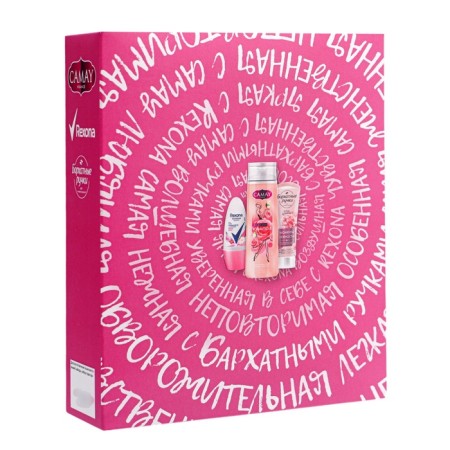 Gift set Female Camay "Flower Lagoon": shower gel + hand cream + deodorant-3