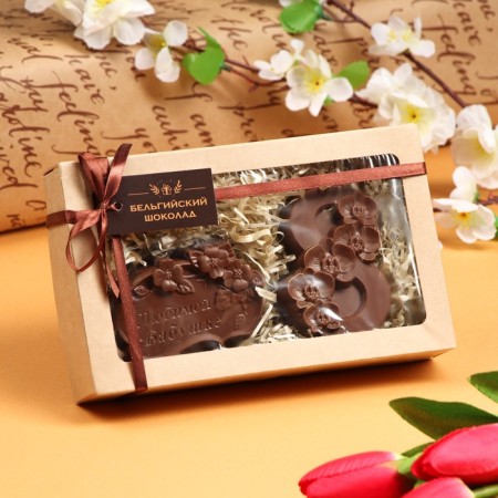 Chocolate figures, 2 in 1 “Beloved Grandma + March 8. Orchids ", 160 g