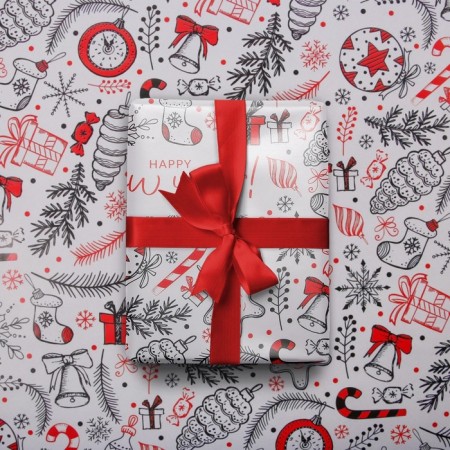 Glossy packaging paper "Happy New Year", 70 x 100 cm, New Year-2