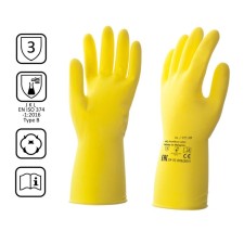 Gloves Latex reusable yellow, size XL